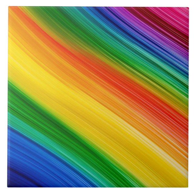 Lebendiger Regenbogen der Farben Fliese (Vorderseite)
