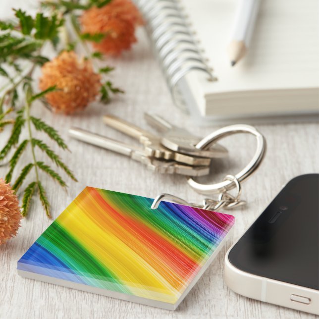 Lebendiger Regenbogen der Farben Schlüsselanhänger (Vorderseite rechts)