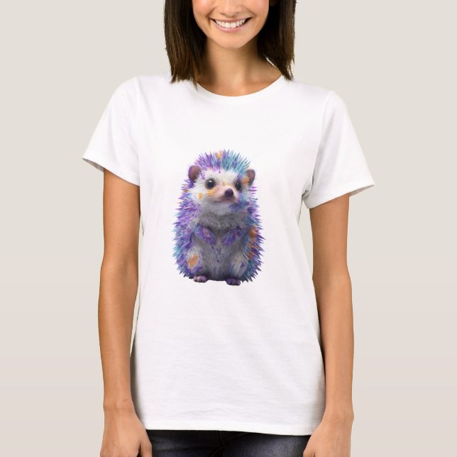 Lebendiger Regenbogen-Farbspritzer-Igel Frauen T-Shirt (Vorderseite)