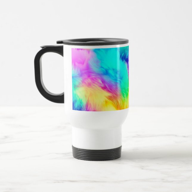 Lebendiger Regenbogen Fluffige Felltextur-75201 Reisebecher (Links)