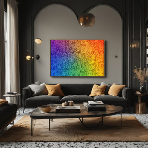 Lebendiger Regenbogen-Geometrischer Dreiecksverlau Leinwanddruck