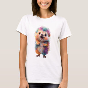Lebendiger Regenbogen-Igel Begeisterte Frauen T-Shirt