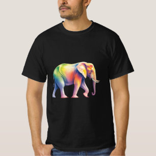 Lebendiger Regenbogen-Safari-Elefant T-Shirt