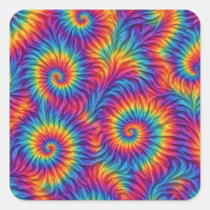 Lebendiger Regenbogen-Tie-Dye-Wirbel-Aufkleber Quadratischer Aufkleber