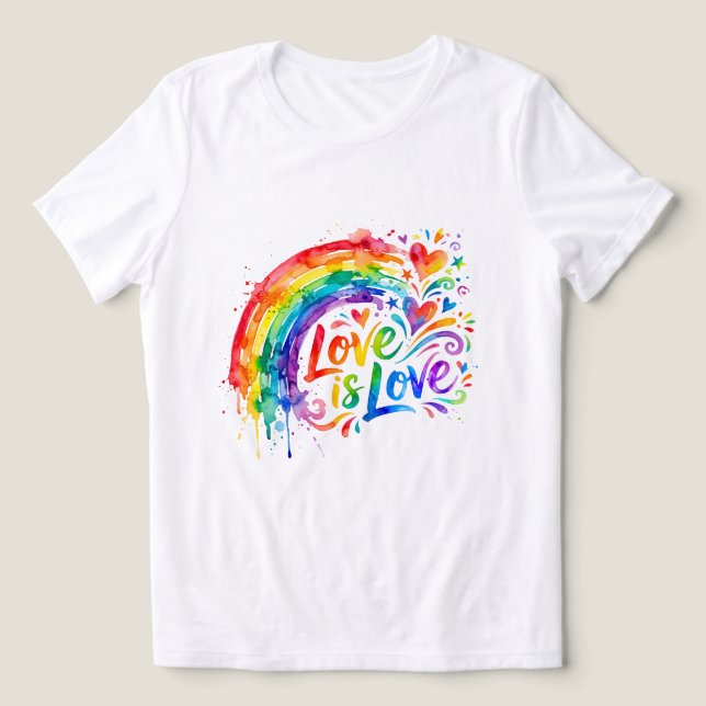 Lebendiger Regenbogen-Wasserfarbspritzer "Liebe is Tri-Blend Shirt (Design Vorderseite)