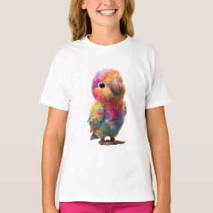 Lebendiger Regenbogen-Wasserfarbspritzer-Vogel Kin T-Shirt