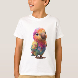Lebendiger Regenbogen-Wasserfarbspritzer-Vogel Kin T-Shirt