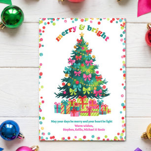 Lebendiger Regenbogen-Weihnachtsbaum Fröhlich und Feiertagskarte