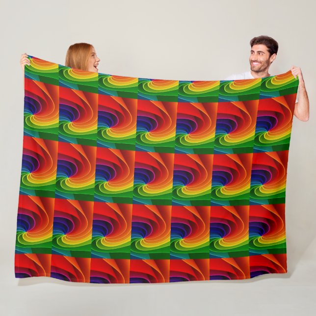 Lebendiger Regenbogen-Wirbel-Abstrakte Geometrisch Fleecedecke (Beispiel)