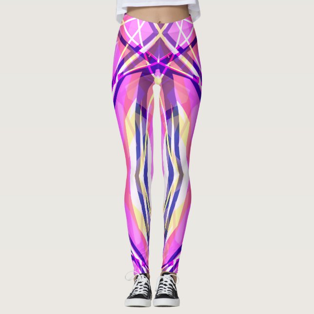 Lebendiger, rosa, blau, gelb, funky Gym Leggings (Vorderseite)