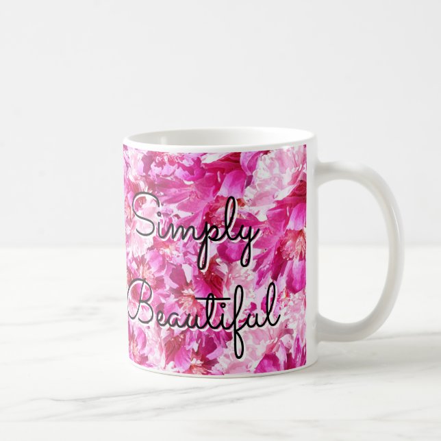 Lebendiger Rosa Pfingstrosen-Blumen-Klassik-Becher Kaffeetasse (Rechts)