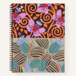 Lebendiger rosa und orangefarbener spiralförmiger notizbuch