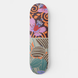 Lebendiger rosa und orangefarbener spiralförmiger  skateboard