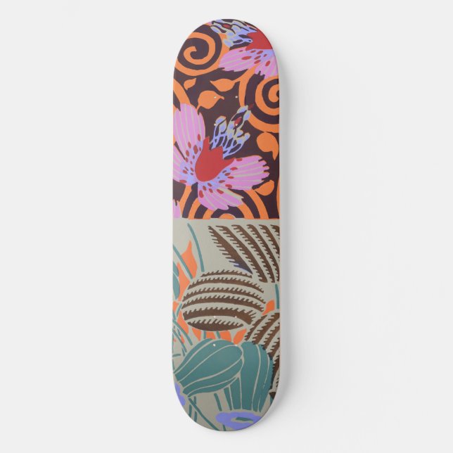 Lebendiger rosa und orangefarbener spiralförmiger  skateboard (Vorderseite)