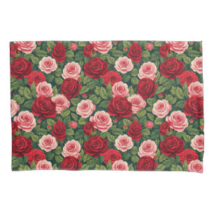 🌹 Lebendiger Rosenblumen-Dekor Romantische Gesche Kissenbezug
