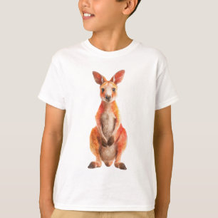 Lebendiger roter Känguru-Porträt-Kunstprint T-Shirt