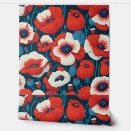 Lebendiger roter Mohn Tapete