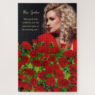 Lebendiger roter Rosengarten Floral benutzerdefini Puzzle