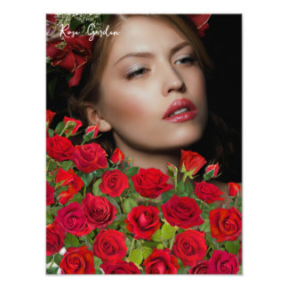 Lebendiger Roter Rosengarten Florale Individuelle  Fotodruck