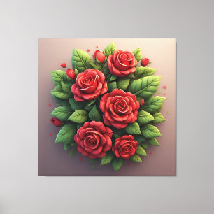 Lebendiger roter Rosenstrauß Leinwanddruck