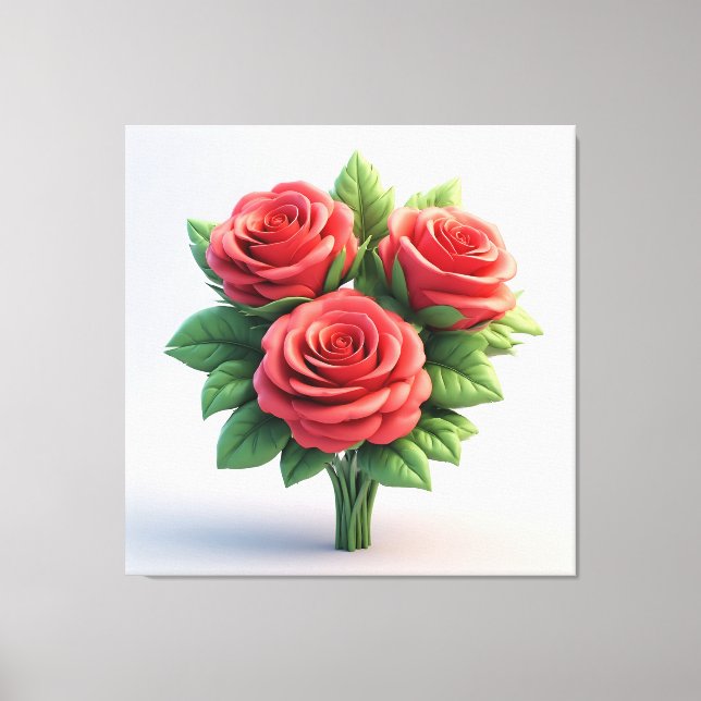 Lebendiger roter Rosenstrauß Leinwanddruck (Vorderseite)