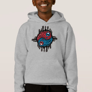 Lebendiger Roter und Blauer Pfeilgiftfrosch Yin Ya Hoodie