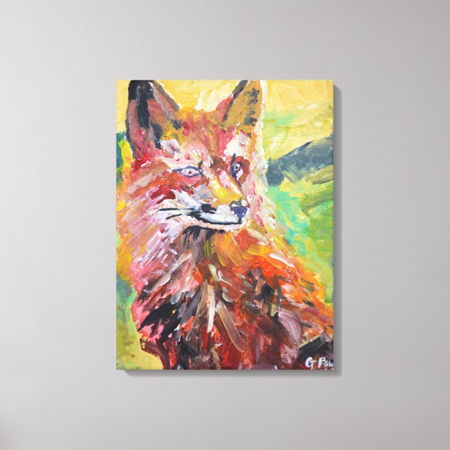 Lebendiger Rotfuchs-Expressionist Leinwanddruck (Vorderseite)