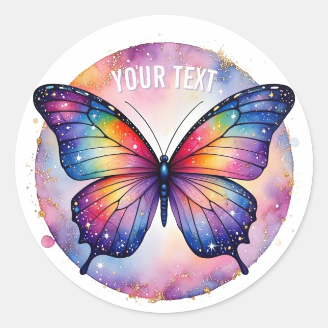 Lebendiger Schmetterling Galaxy Runder Aufkleber (Vorderseite)