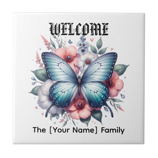 Lebendiger Schmetterlings-Blumenstrauß Art-96283 Fliese (Vorderseite)