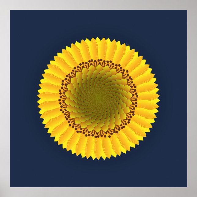 Lebendiger Sonnenblumen-Mandala-Blumen-Leinwanddru Poster (Vorne)
