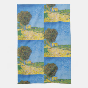 Lebendiger sonniger Weg & Gelbes Haus von Van Gogh Geschirrtuch
