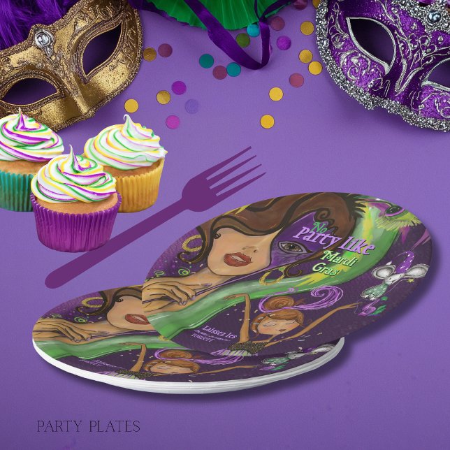 Lebendiger Spaß Mardi Gras Maskerade  Pappteller (Vibrant Fun Mardi Gras Masquerade Paper Plates)