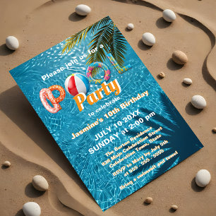 Lebendiger Spielend Sommer Spaß Tropische Poolpart Einladung