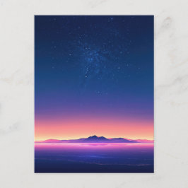 Lebendiger Sternenhimmel am Berghorizont Postkarte