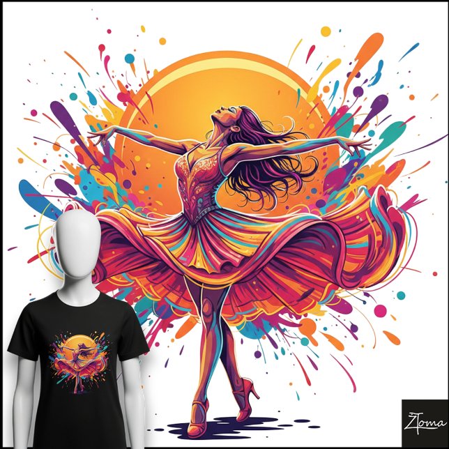 Lebendiger Tänzer Farbiger Dreh Pop Art Tri-Blend Shirt (Von Creator hochgeladen)