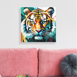 Lebendiger Tiger: Abstrakte Kraft Leinwanddruck
