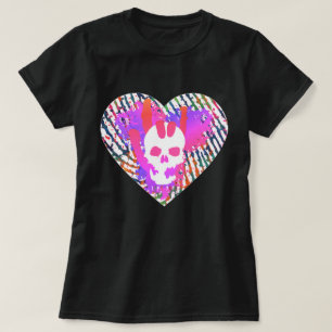 Lebendiger Totenkopf Herz Felsen Liebe dich Grafik T-Shirt