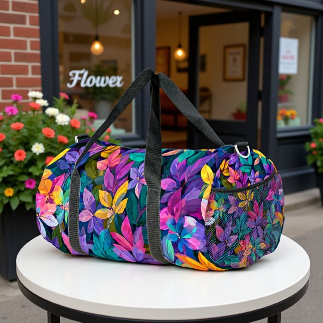 Lebendiger tropischer chromatischer Dschungel Duffle Bag (Von Creator hochgeladen)