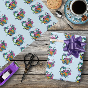 Lebendiger Türkis Orientalischer Koi-Drache Lotusb Geschenkpapier