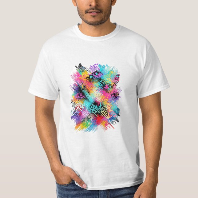 Lebendiger urbaner Kunst-Splash T-Shirt (Vorderseite)
