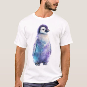 Lebendiger Wasserfarben-Galaktischer Pinguin-Junge T-Shirt