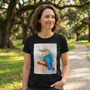 Lebendiger Wasserfarben-Kolibri auf einem Ast T-Shirt