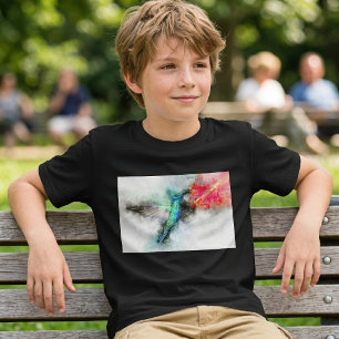 Lebendiger Wasserfarben-Kunst-Blumen Druck mit Kol T-Shirt
