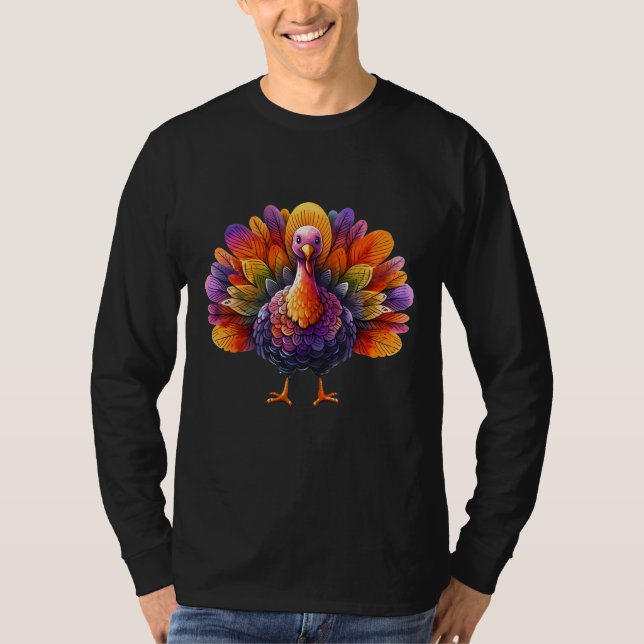 Lebendiger Wasserfarben Truthahn Herbsternte T-Shirt (Vorderseite)