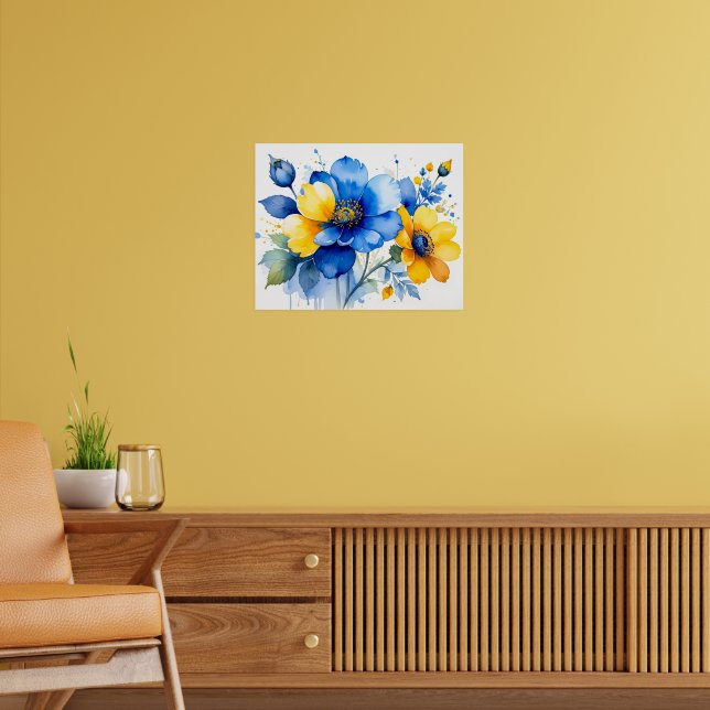 Lebendiger Wasserfarbenstrauß Poster (Wohnzimmer 2)