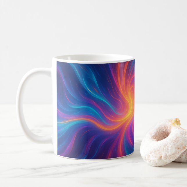 Lebendiger Wirbel Abstraktkunst-Becher Kaffeetasse (Mit Donut)