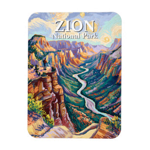 Lebendiger Zion-Nationalpark-Canyon-Fluss-Wanderku Magnet