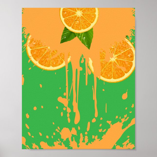 Lebendiger Zitrusorange-Drip-Poster Poster (Vorne)