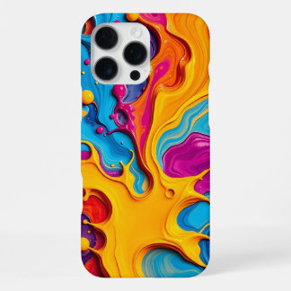 Lebendiges 3D-Flüssigfarbspritzer-Abstraktmuster iPhone 16 Pro Max Hülle