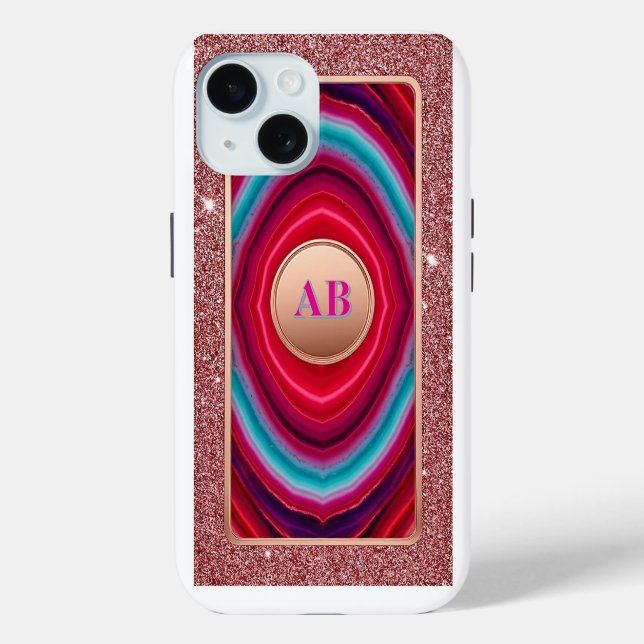 Lebendiges abstraktes Achatmuster mit Glitter Case-Mate iPhone Hülle (Rückseite)